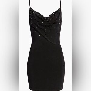 Beaded Draped Neck Body-Con Minidress